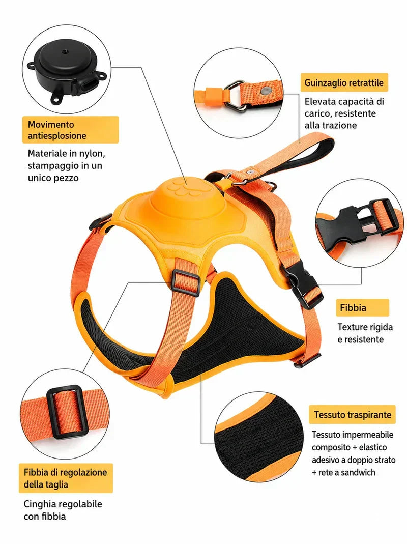 Pettorina e Guinzaglio 2in1 Anti-Fuga per Cani